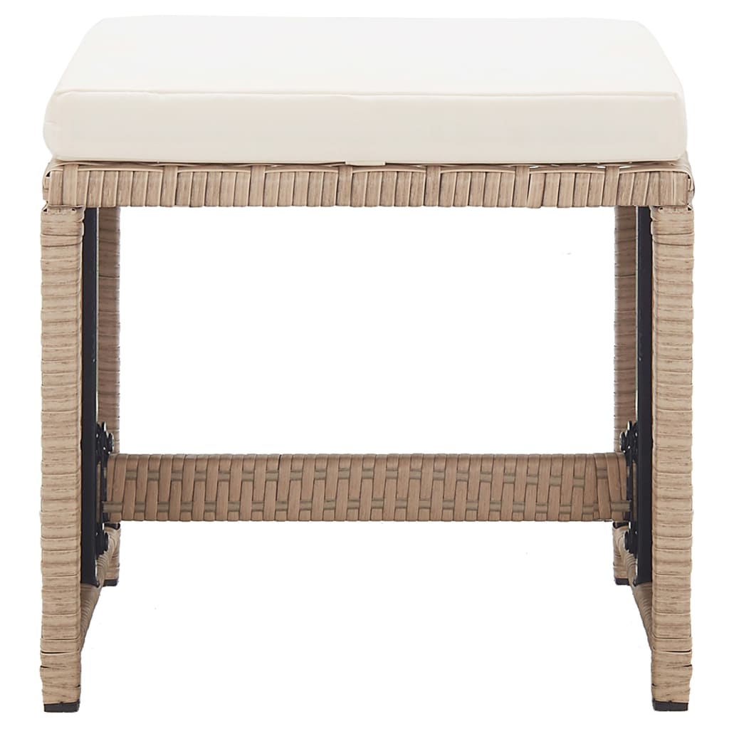 udendørs spisebordssæt 17 dele med hynder polyrattan beige