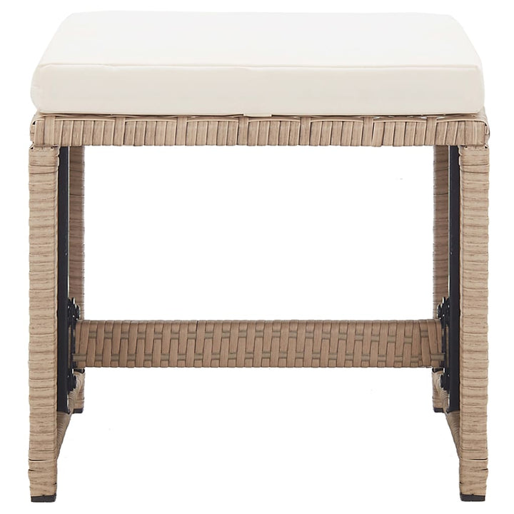 udendørs spisebordssæt 17 dele med hynder polyrattan beige