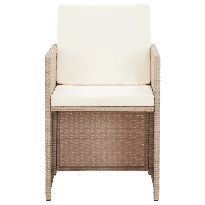 udendørs spisebordssæt 17 dele med hynder polyrattan beige
