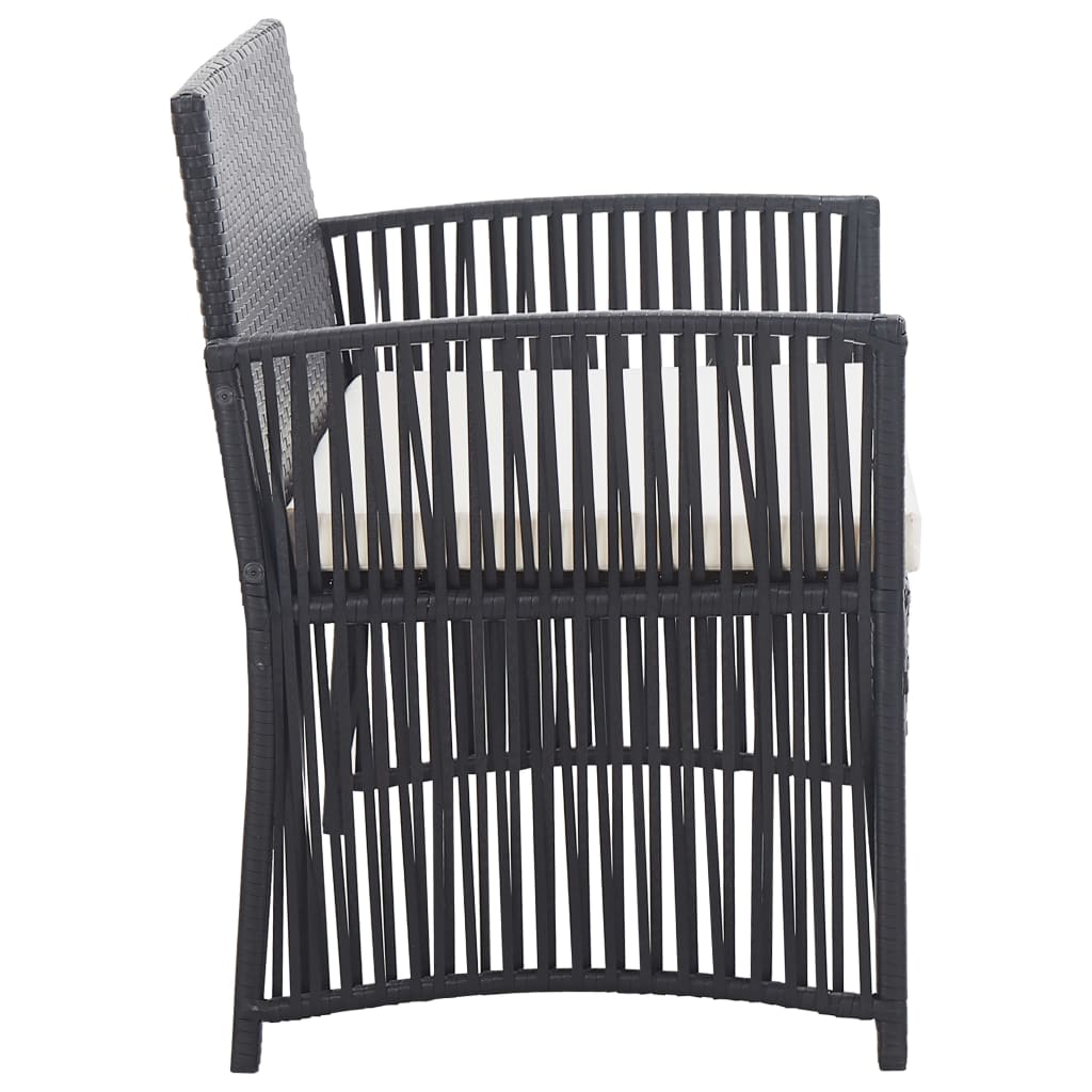haveloungesæt 4 dele med hynde polyrattan sort
