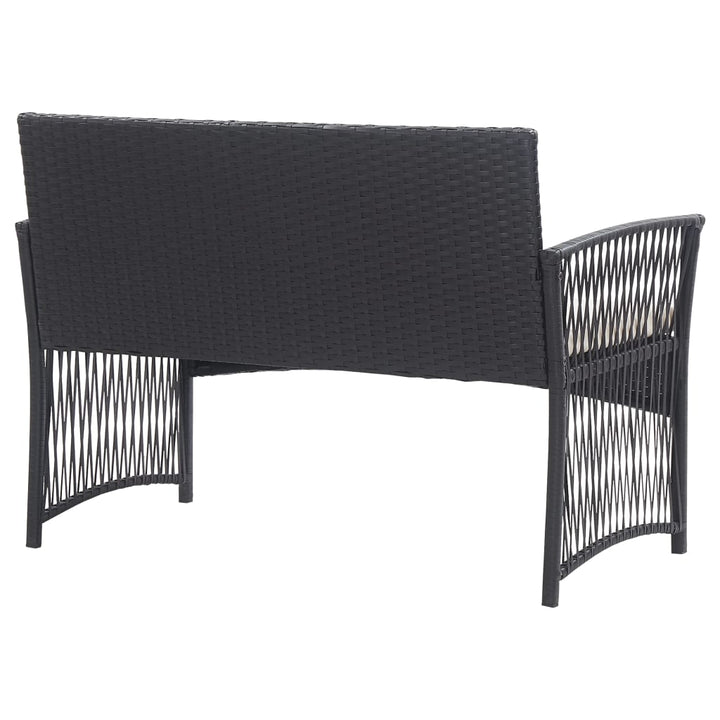 haveloungesæt 4 dele med hynde polyrattan sort