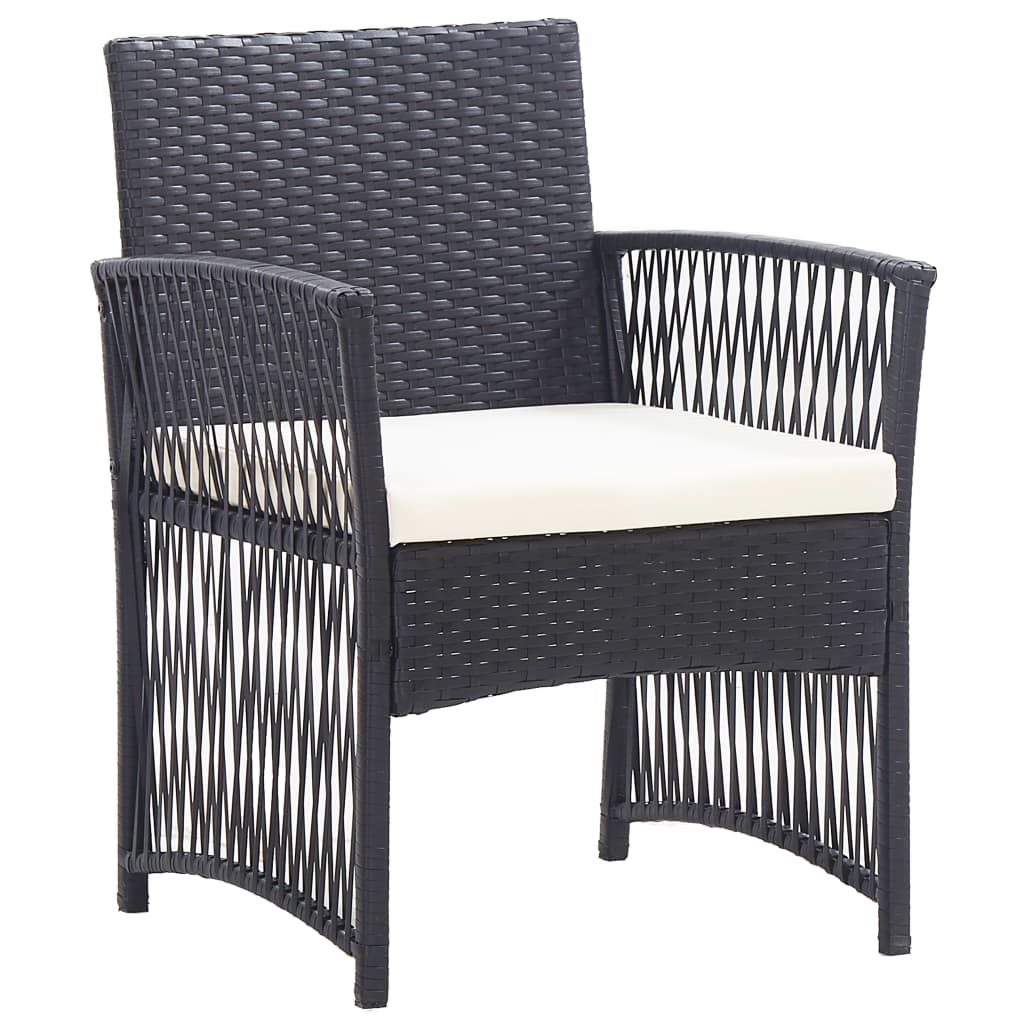 haveloungesæt 4 dele med hynde polyrattan sort