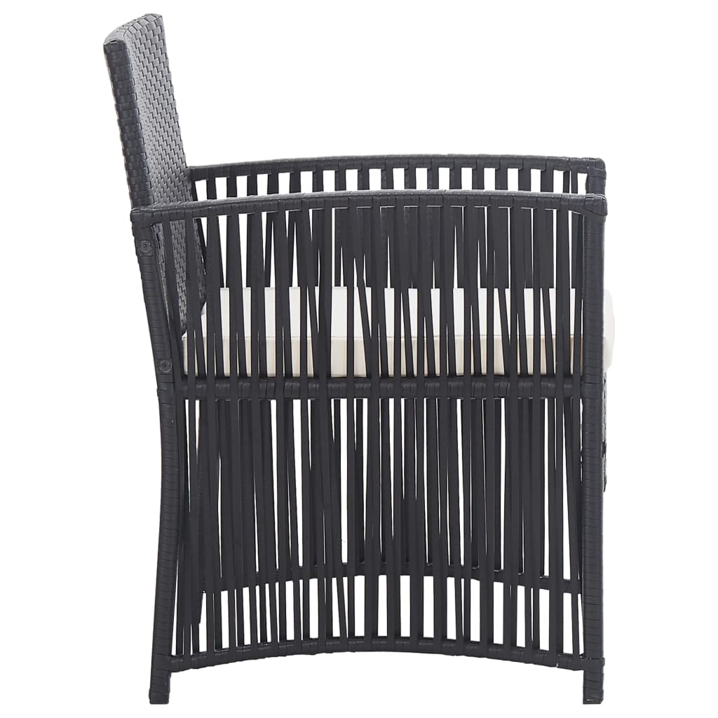 haveloungesæt 4 dele med hynde polyrattan sort