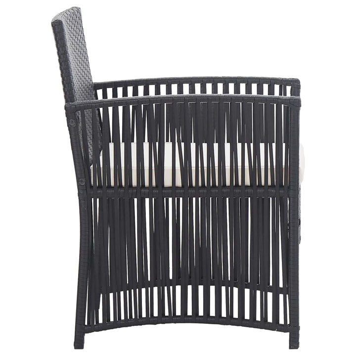 haveloungesæt 4 dele med hynde polyrattan sort