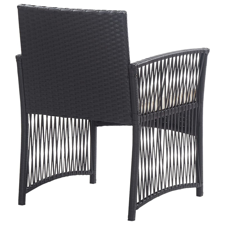 haveloungesæt 4 dele med hynde polyrattan sort