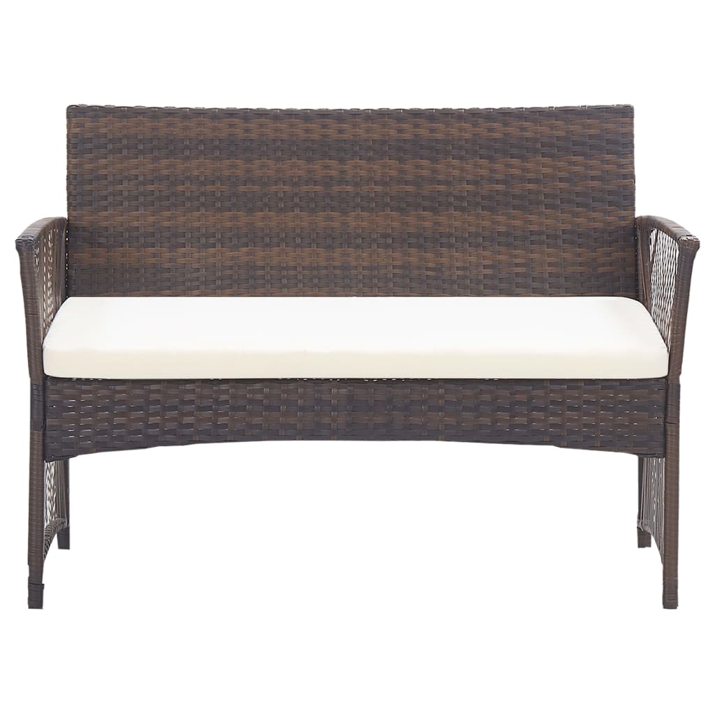 haveloungesæt 4 dele med hynde polyrattan brun