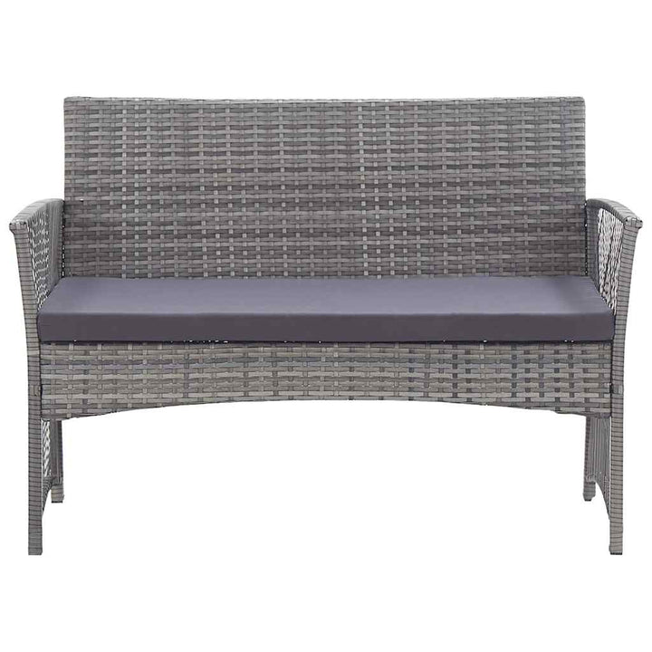 haveloungesæt 4 dele med hynde polyrattan antracitgrå