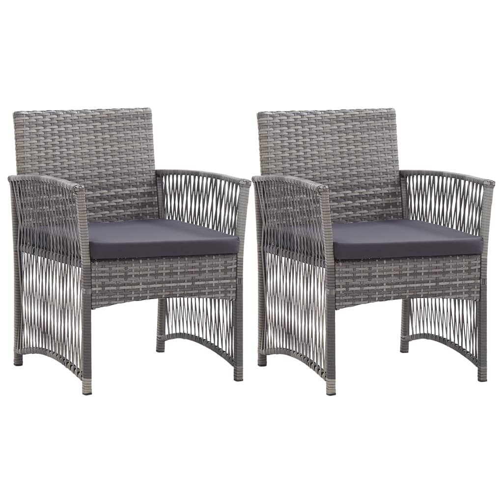 havestole med hynder 2 stk. polyrattan antracitgrå