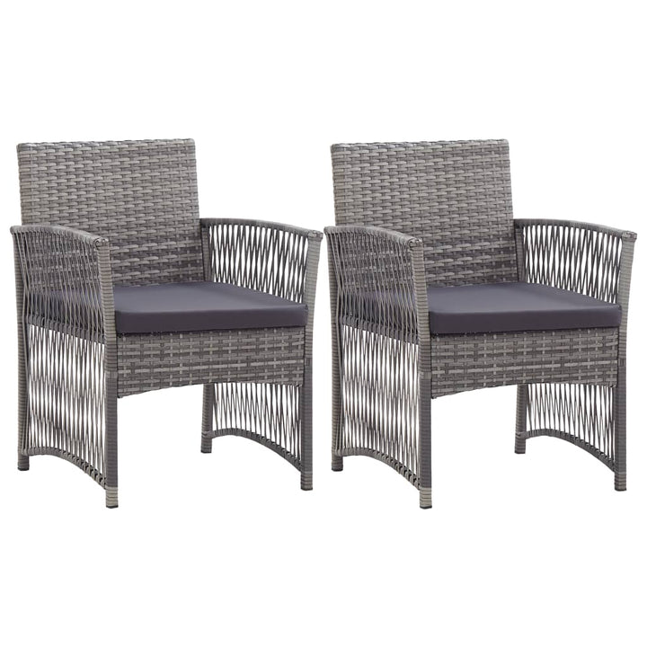 havestole med hynder 2 stk. polyrattan antracitgrå