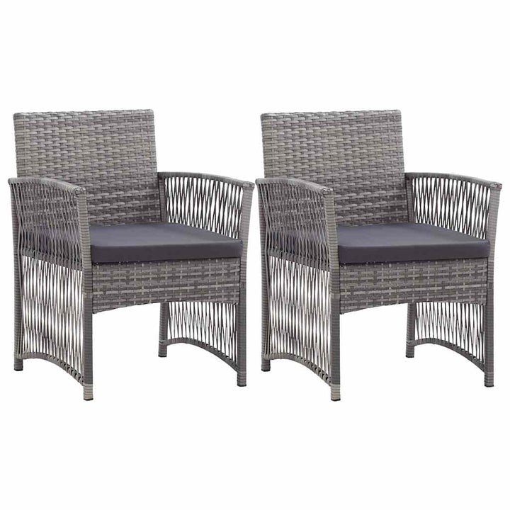 havestole med hynder 2 stk. polyrattan antracitgrå