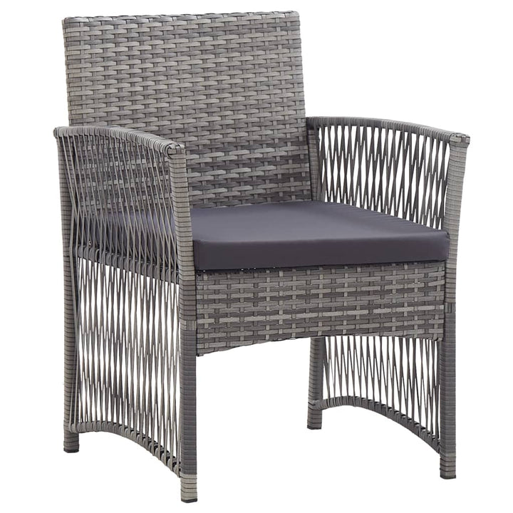 havestole med hynder 2 stk. polyrattan antracitgrå