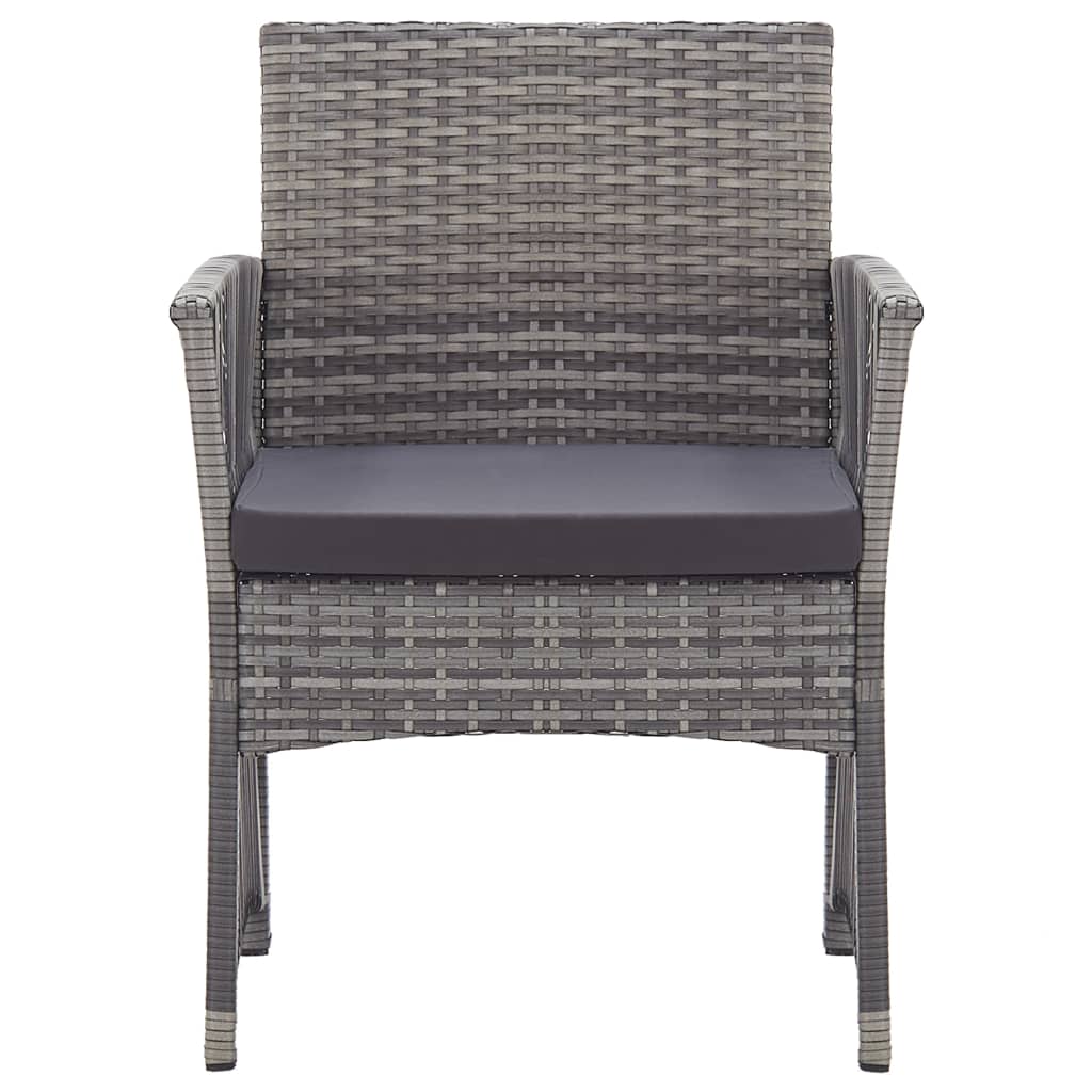 havestole med hynder 2 stk. polyrattan antracitgrå
