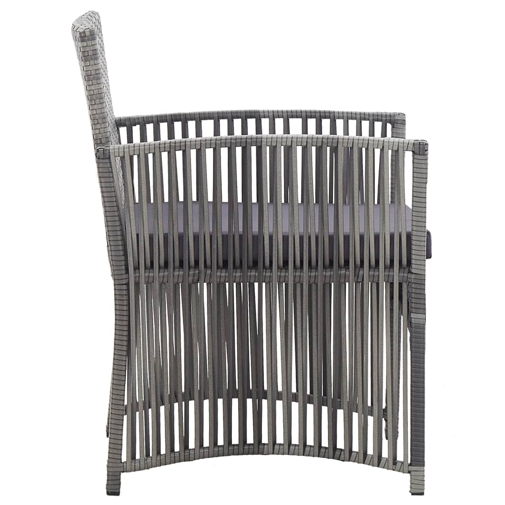havestole med hynder 2 stk. polyrattan antracitgrå