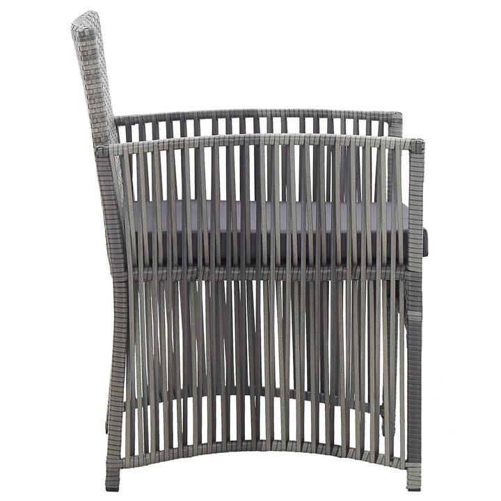 havestole med hynder 2 stk. polyrattan antracitgrå