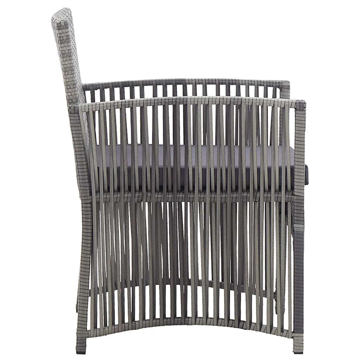 havestole med hynder 2 stk. polyrattan antracitgrå