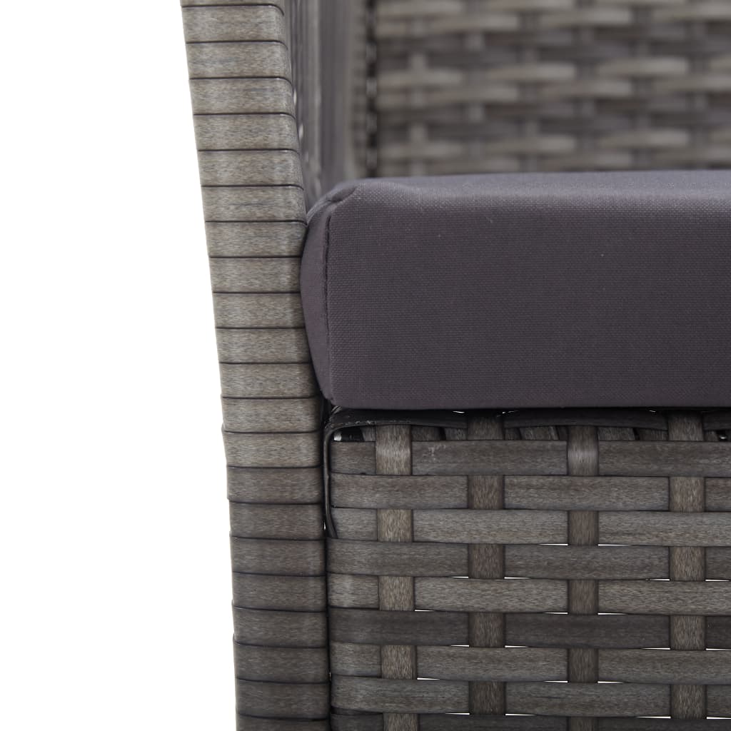havestole med hynder 2 stk. polyrattan antracitgrå