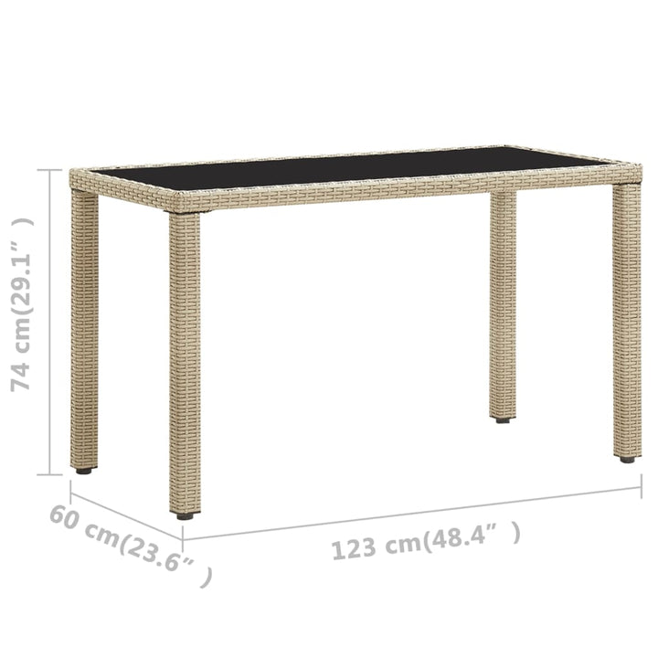 havebord 123x60x74 cm polyrattan beige