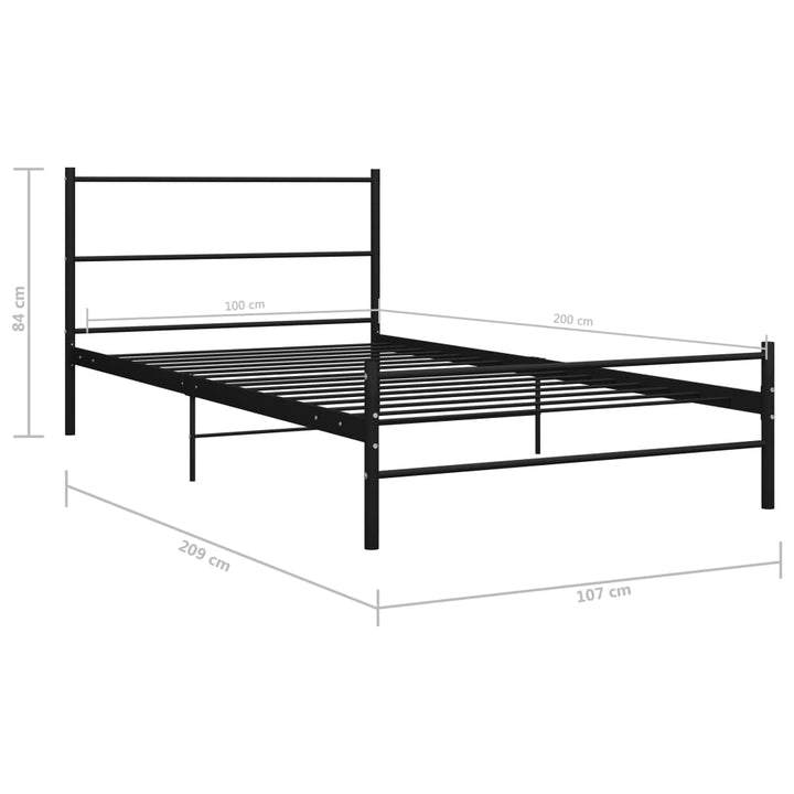 sengestel 100 x 200 cm metal sort