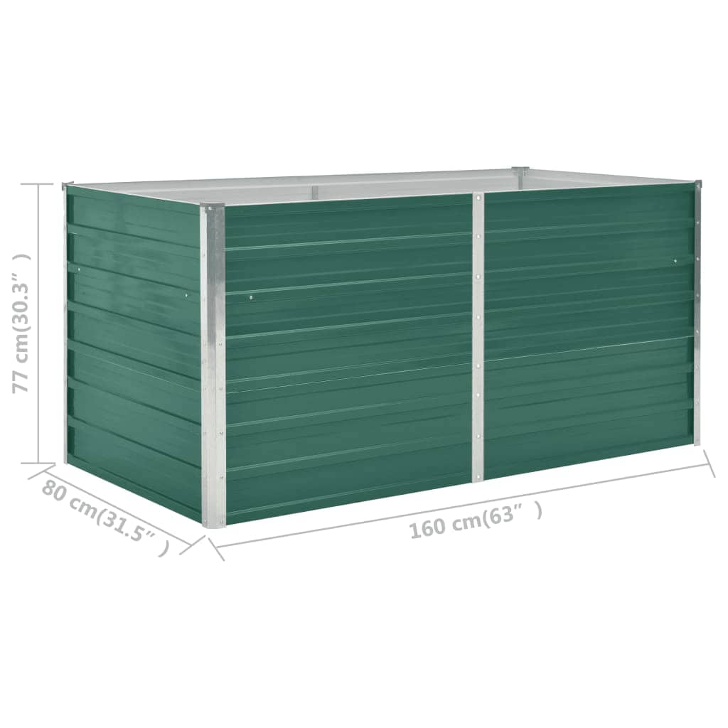 hævet plantekasse 160 x 80 x 77 galvaniseret stål grøn