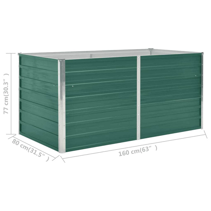 hævet plantekasse 160 x 80 x 77 galvaniseret stål grøn