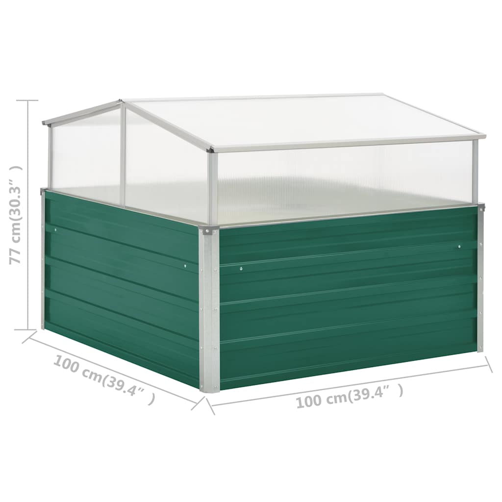 drivhus 100 x 100 x 77 cm galvaniseret stål grøn