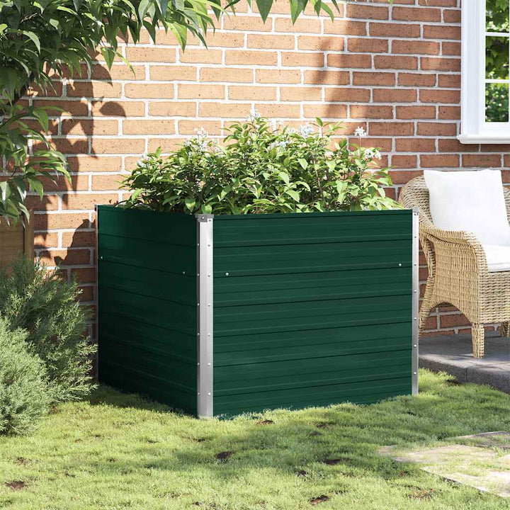 hævet havekasse 100 x 100 x 77 galvaniseret stål grøn