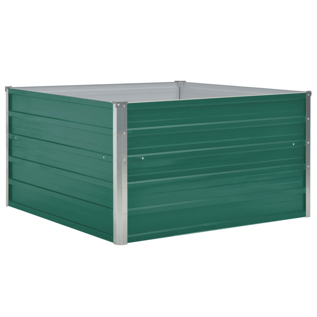 forhøjet blomsterbed 100 x 100 x 45 cm galvaniseret stål grøn