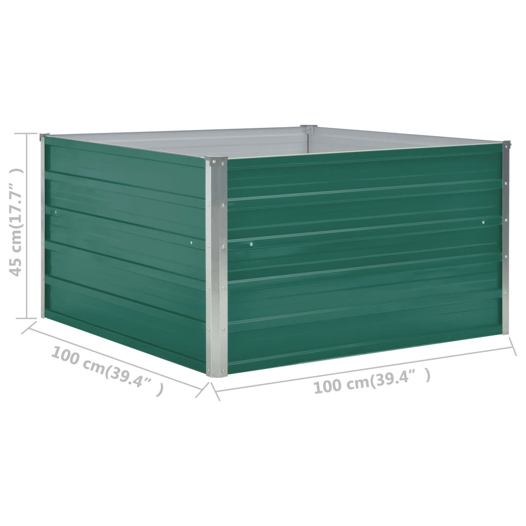 forhøjet blomsterbed 100 x 100 x 45 cm galvaniseret stål grøn