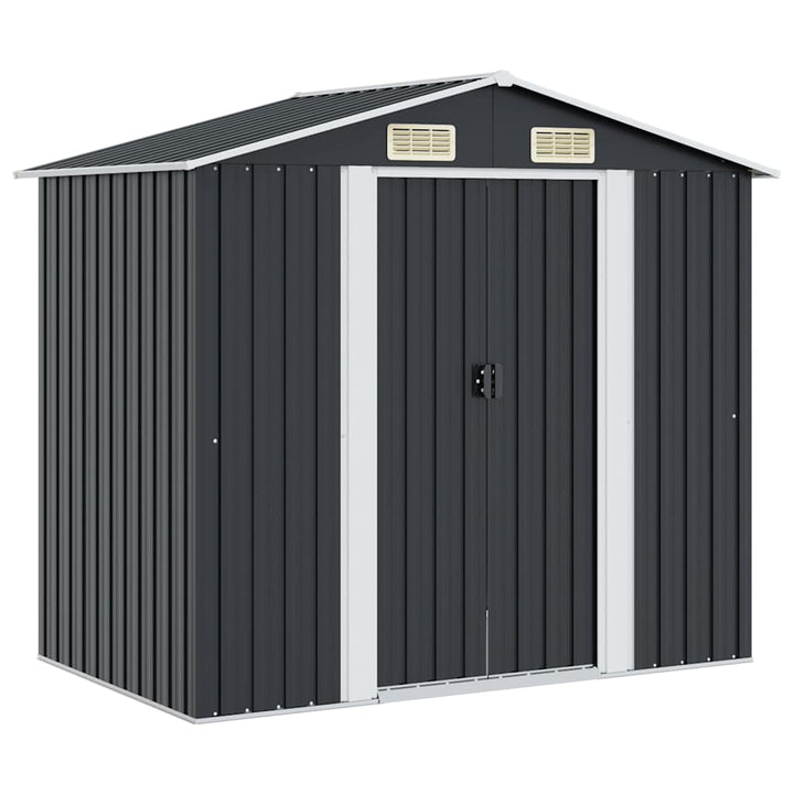 opbevaringsskur til haven 204x132x186 cm stål antracitgrå