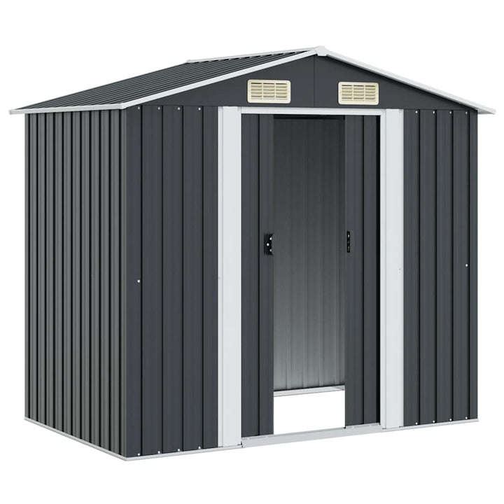 opbevaringsskur til haven 204x132x186 cm stål antracitgrå