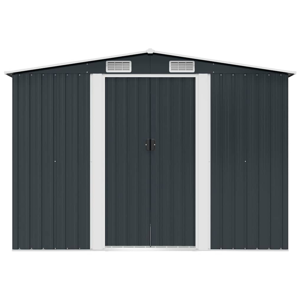 opbevaringsskur til haven 257x205x178 cm stål antracitgrå