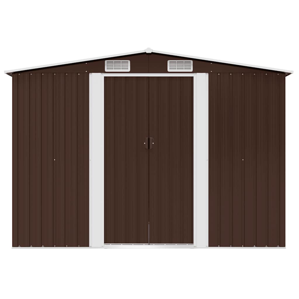 opbevaringsskur til haven 257x205x178 cm stål brun
