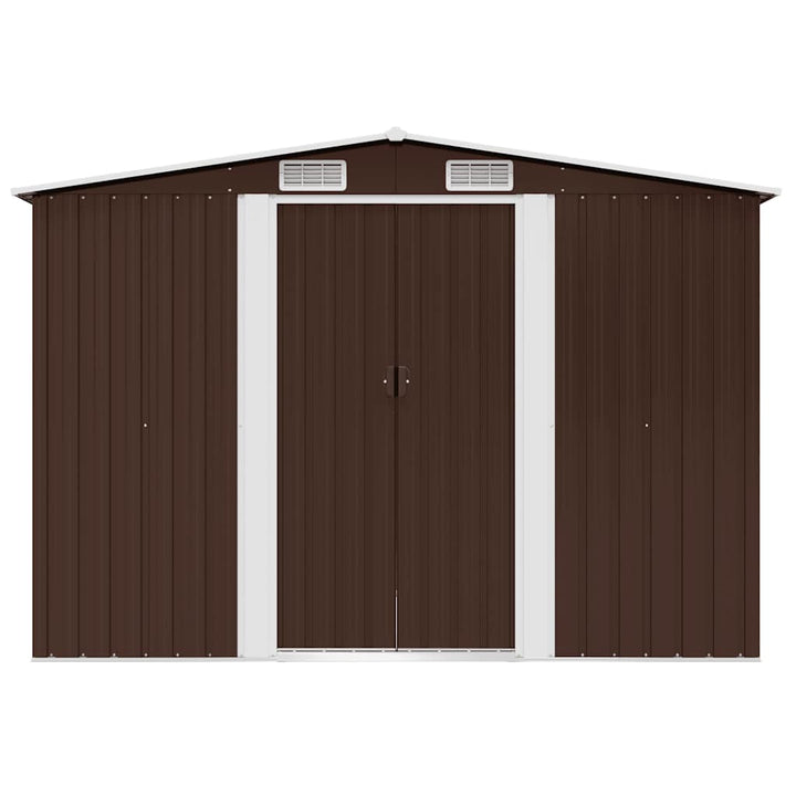 opbevaringsskur til haven 257x205x178 cm stål brun