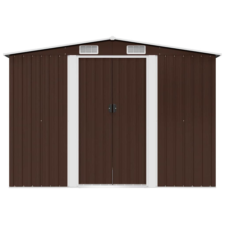 opbevaringsskur til haven 257x205x178 cm stål brun