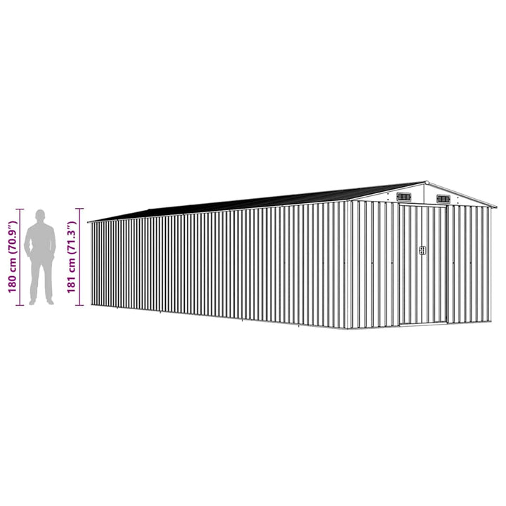 haveskur 257x990x181 cm galvaniseret stål grå