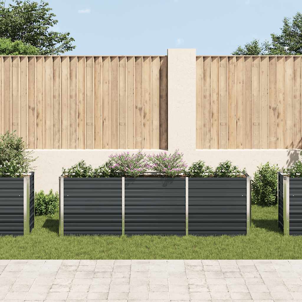 forhøjet plantekasse 240x40x77 cm galvaniseret stål antracitgrå
