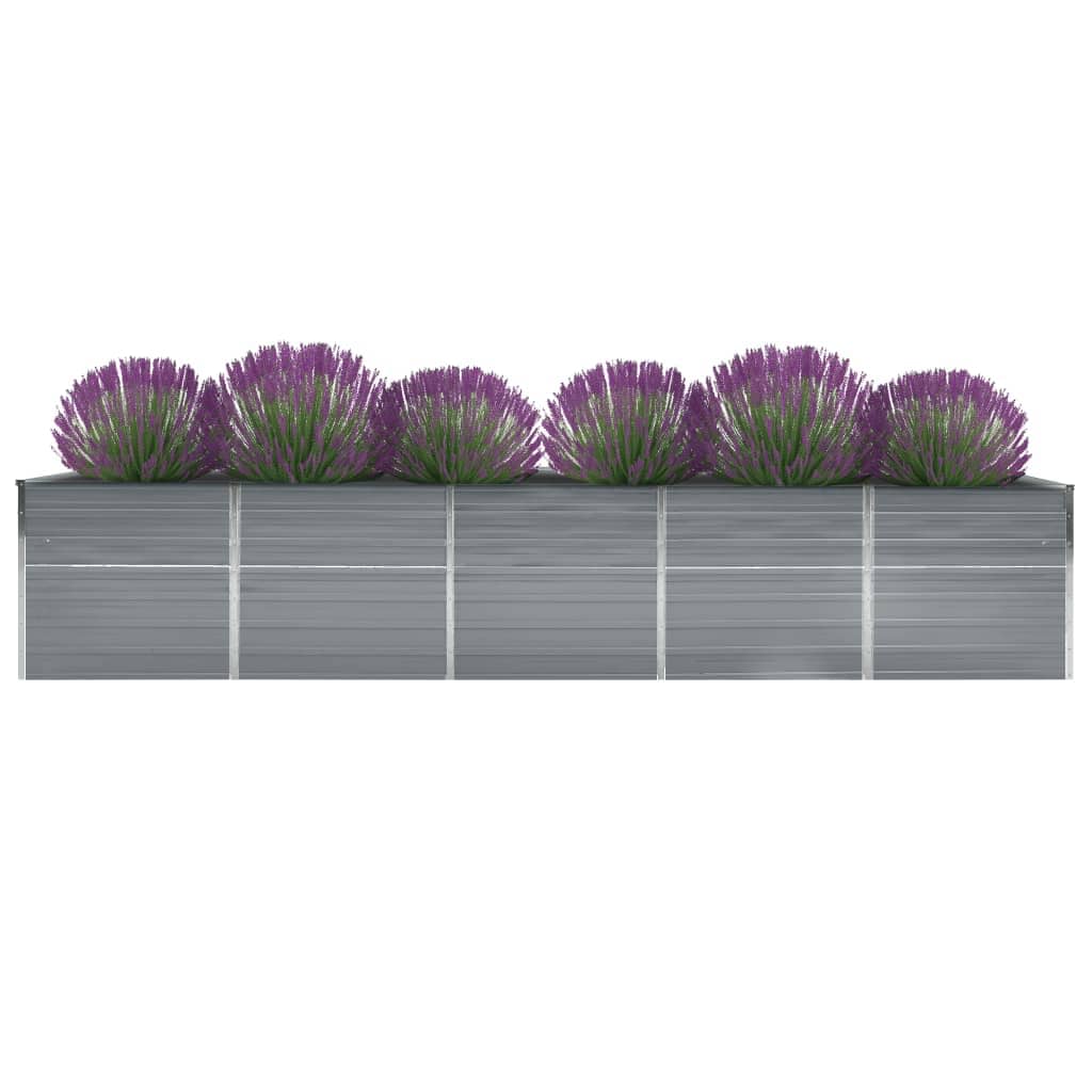 forhøjet plantekasse 400x80x77 cm galvaniseret stål grå