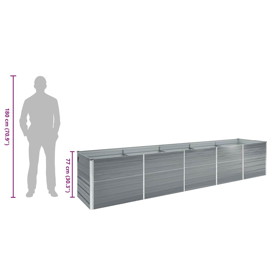 forhøjet plantekasse 400x80x77 cm galvaniseret stål grå