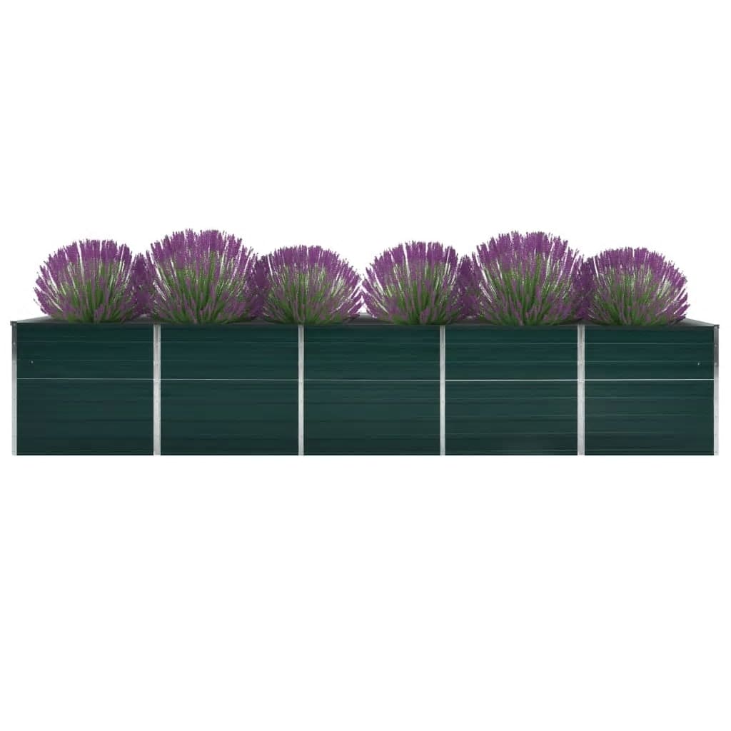 forhøjet plantekasse 400x80x77 cm galvaniseret stål grøn