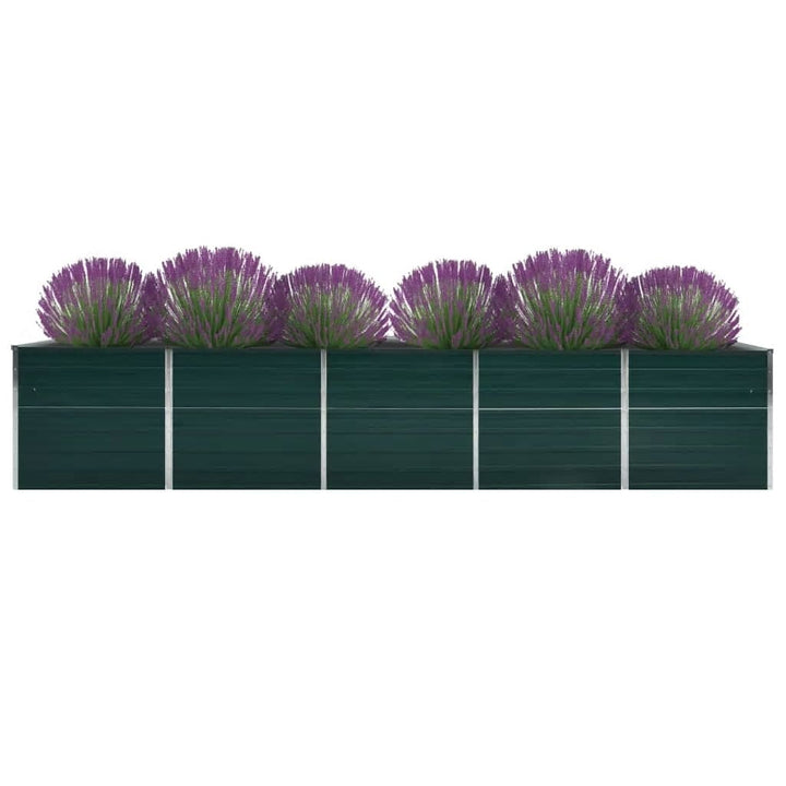 forhøjet plantekasse 400x80x77 cm galvaniseret stål grøn