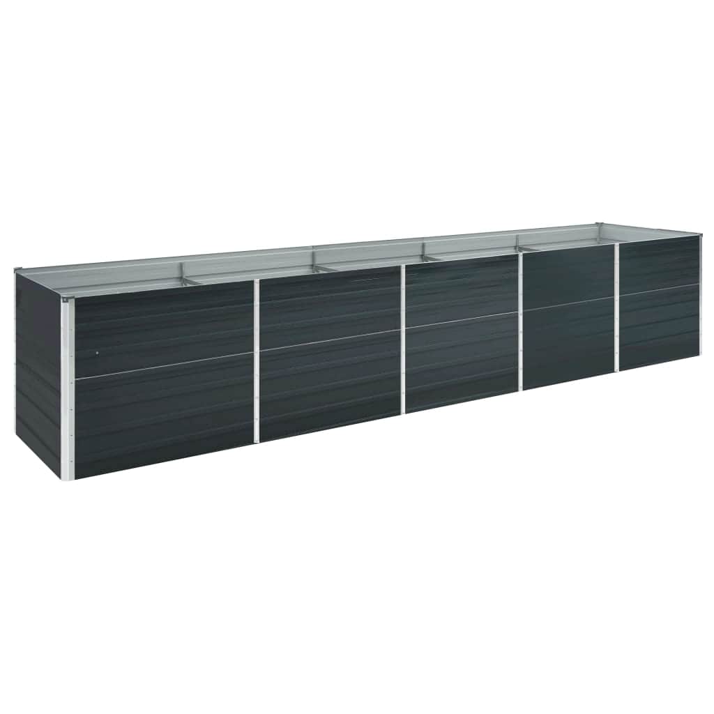 forhøjet plantekasse 400x80x77 cm galvaniseret stål antracitgrå