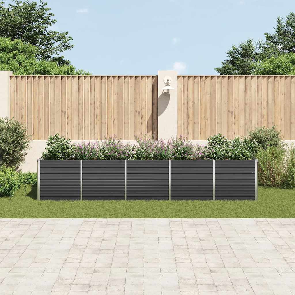 forhøjet plantekasse 400x80x77 cm galvaniseret stål antracitgrå