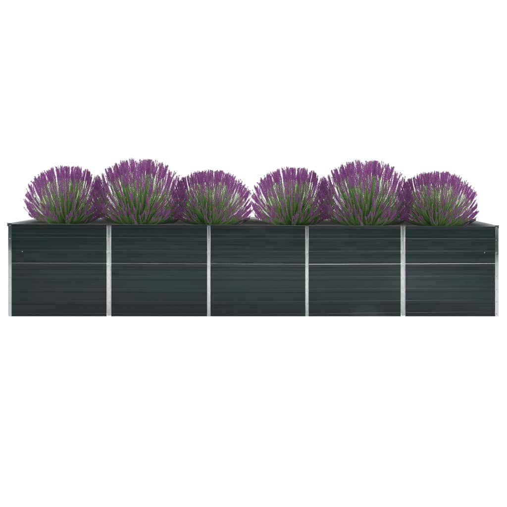 forhøjet plantekasse 400x80x77 cm galvaniseret stål antracitgrå
