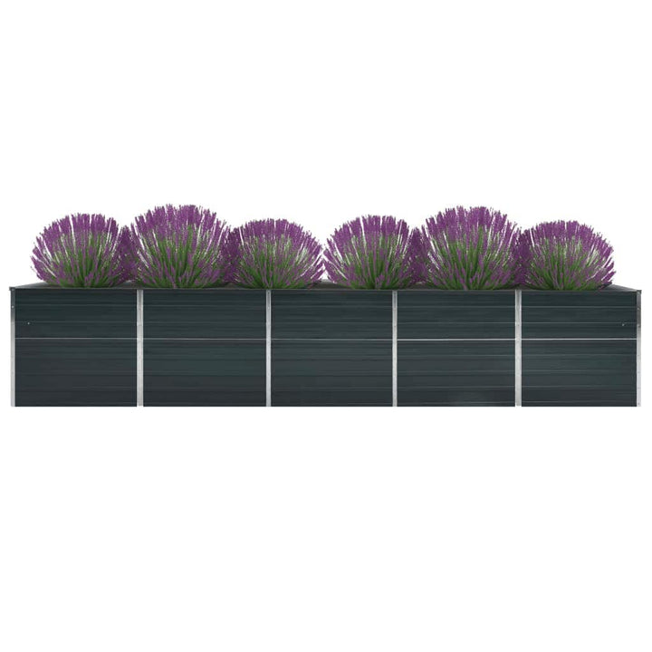 forhøjet plantekasse 400x80x77 cm galvaniseret stål antracitgrå