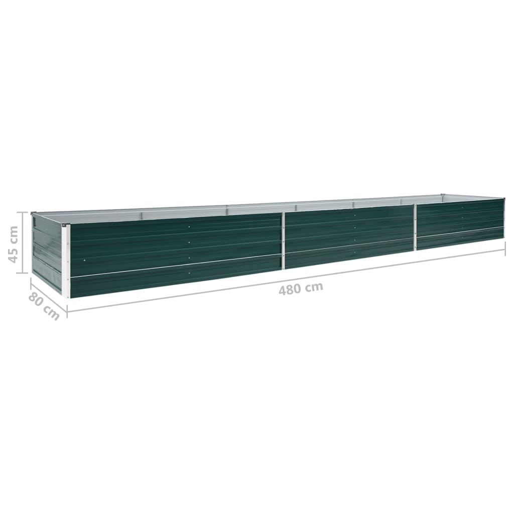 forhøjet plantekasse 480x80x45 cm galvaniseret stål grøn