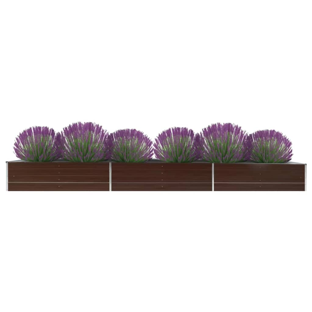 forhøjet plantekasse 480x80x45 cm galvaniseret stål brun