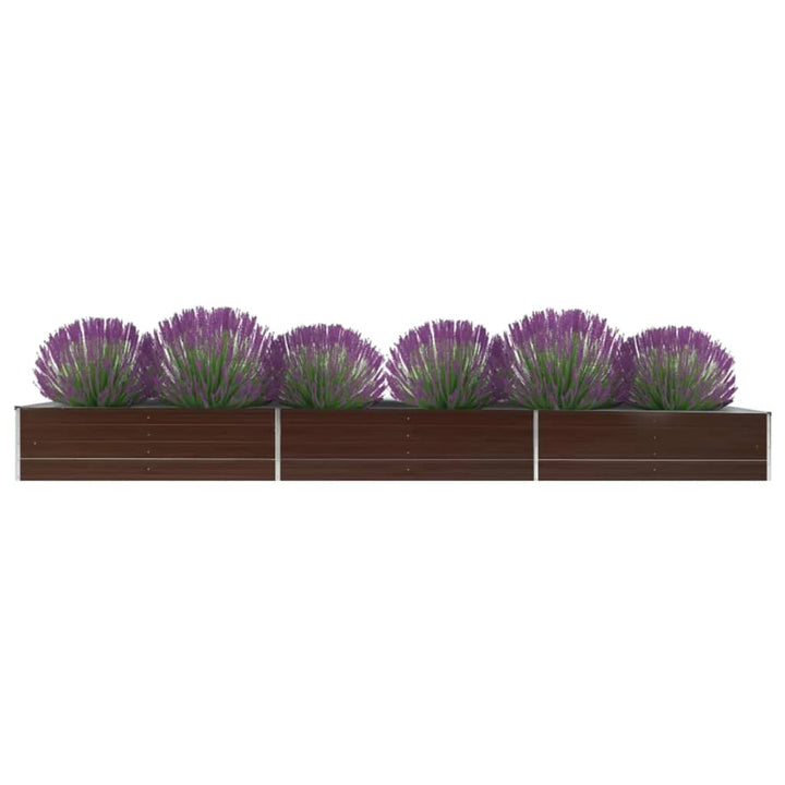 forhøjet plantekasse 480x80x45 cm galvaniseret stål brun