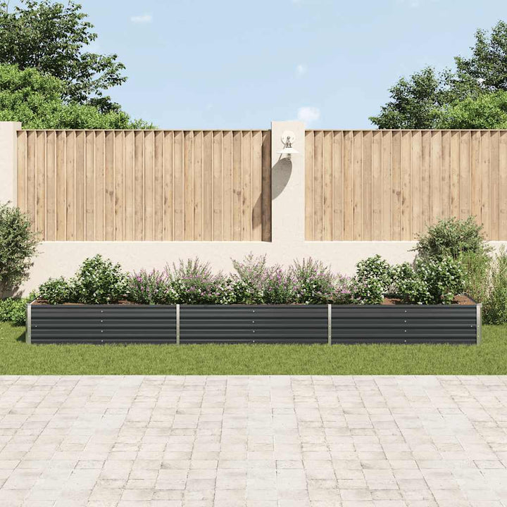forhøjet plantekasse 480x80x45 cm galvaniseret stål antracitgrå