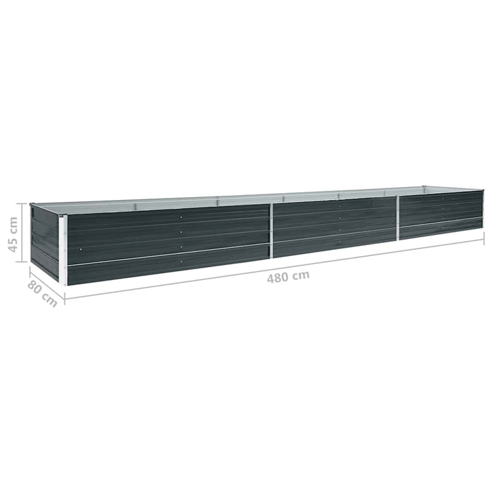 forhøjet plantekasse 480x80x45 cm galvaniseret stål antracitgrå