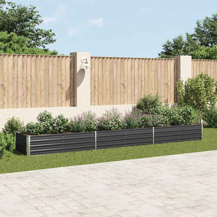 forhøjet plantekasse 480x80x45 cm galvaniseret stål antracitgrå